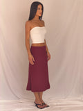 The Split Midi Skirt in Cherry Crush