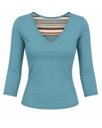 Teal Reversible V-neck Top