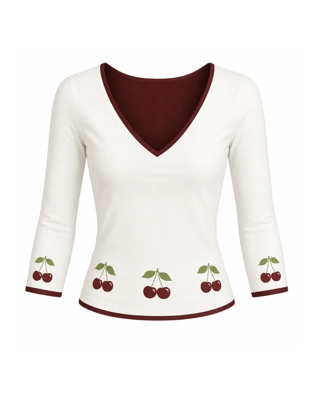 Cherry Reversible V-Neck Top