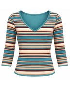 Teal Reversible V-neck Top