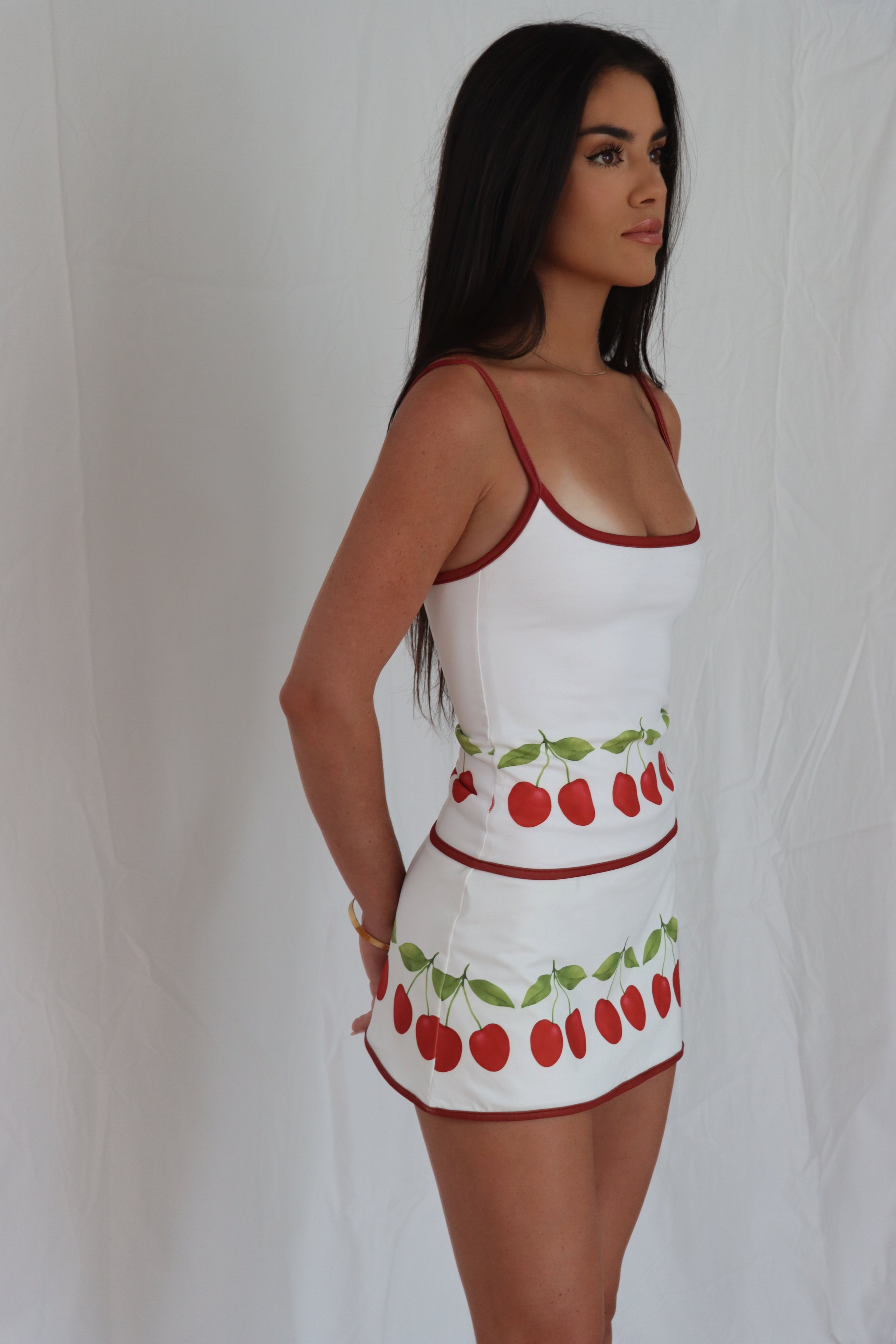 The Split Micro Mini Skirt in Cherry Crush