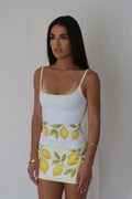 The Split Micro Mini Skirt in Lemon Drop