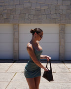 Flipside Mini Dress in Muted Moss