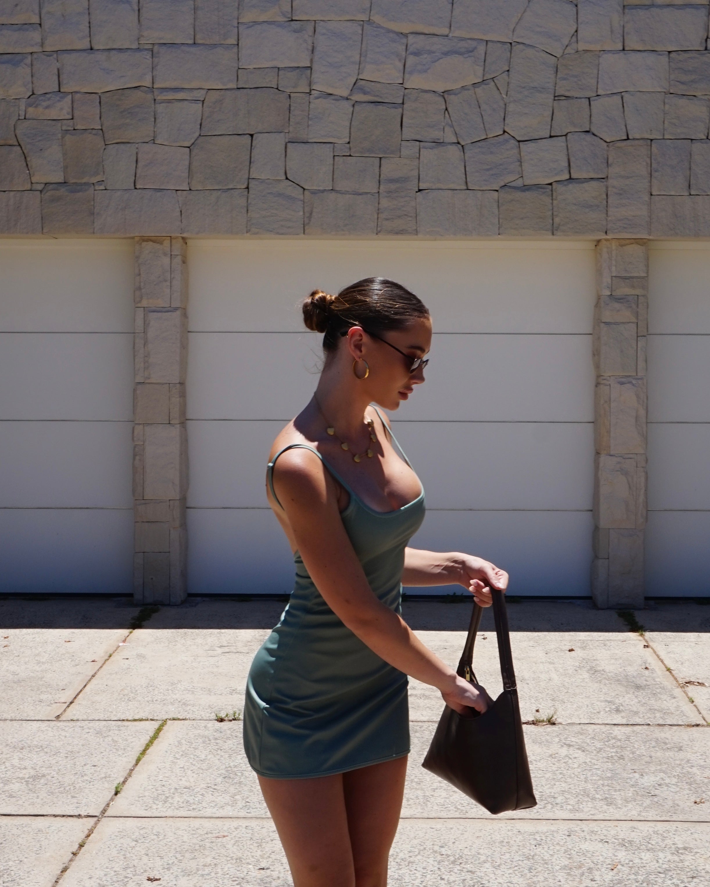 Flipside Mini Dress in Muted Moss