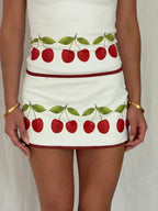The Split Micro Mini Skirt in Cherry Crush