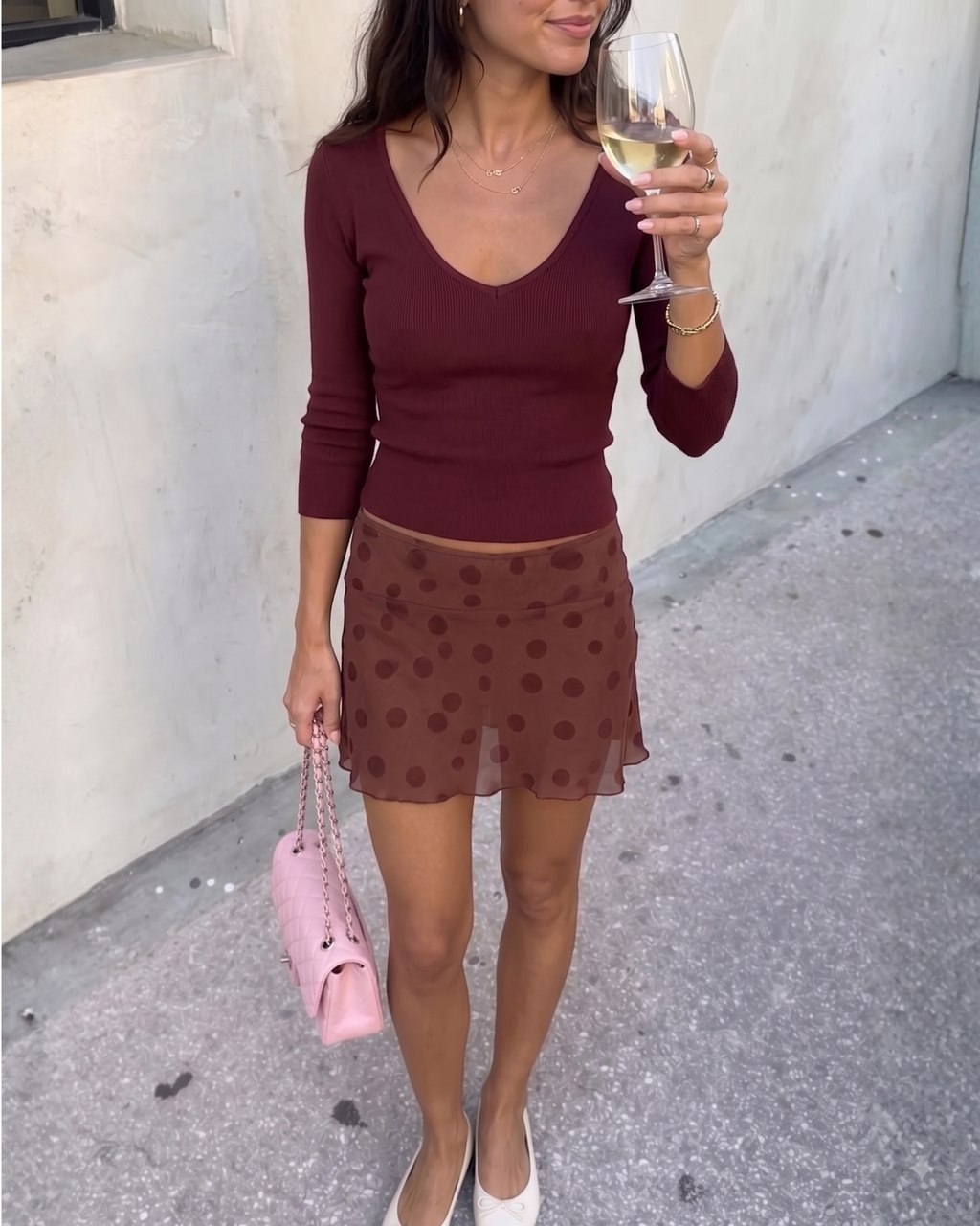 Cherry Reversible V-Neck Top