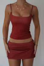 The Split Micro Mini Skirt in Cherry Crush