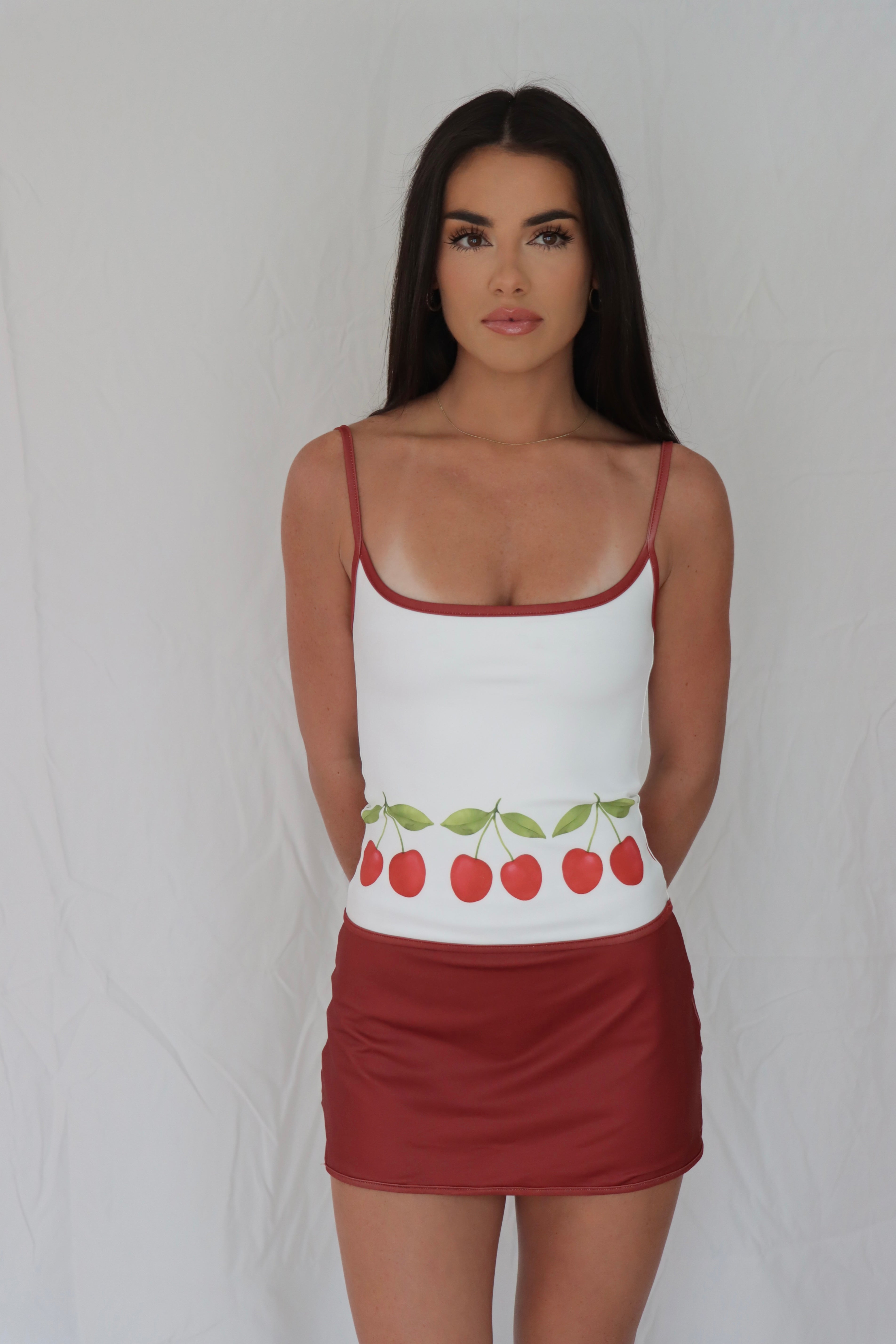 The Split Micro Mini Skirt in Cherry Crush