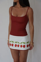 The Split Micro Mini Skirt in Cherry Crush