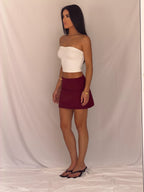 The Split Mini Skirt in Cherry Crush