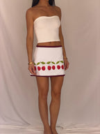 The Split Mini Skirt in Cherry Crush